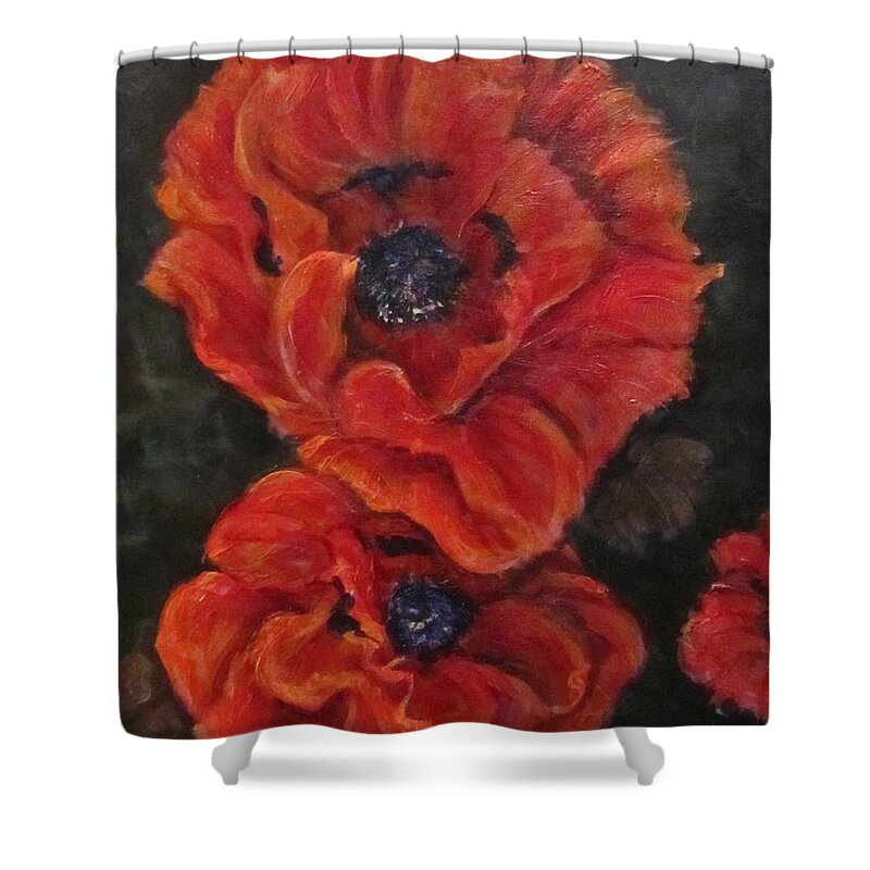 Flowers Shower Curtain featuring the painting Oriental Poppys by Barbara O'Toole