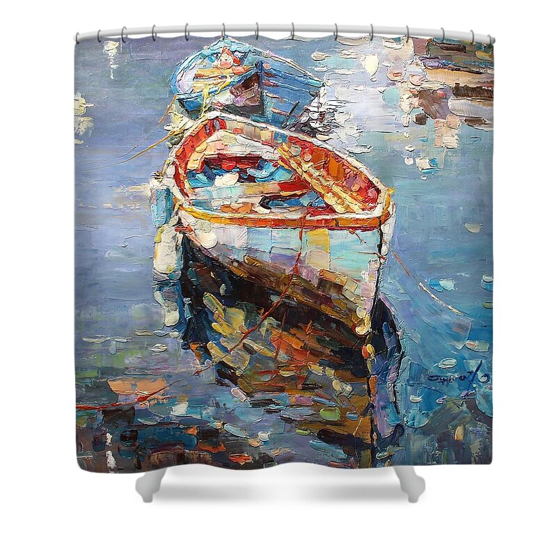 Boat Painting Modern Art #1 Shower Curtain