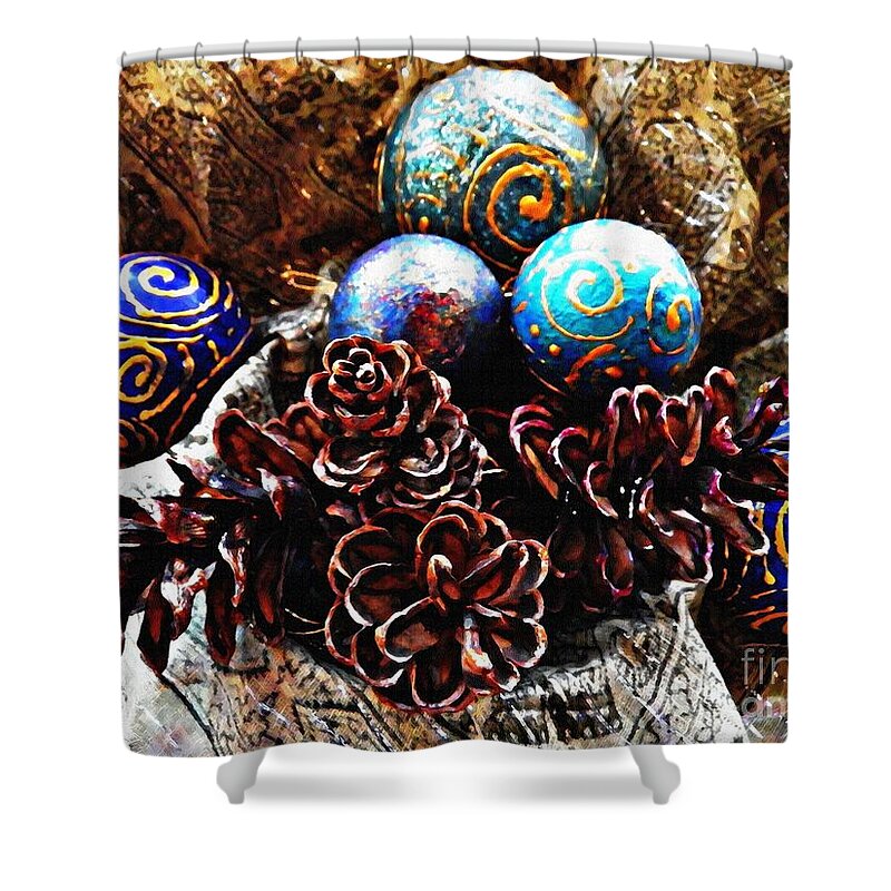 Christmas Shower Curtain featuring the photograph Ornaments 6 by Sarah Loft