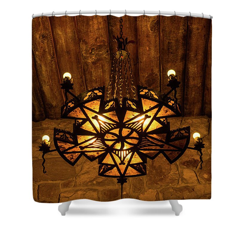 Arizona Shower Curtain featuring the photograph Ornate Chandelier North Rim Grand Canyon Arizona by Lawrence S Richardson Jr