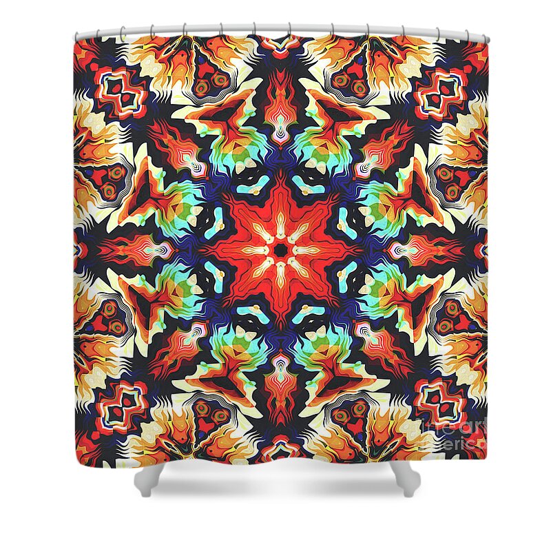 Texture Shower Curtain featuring the digital art Ornate Mandala Motif by Phil Perkins