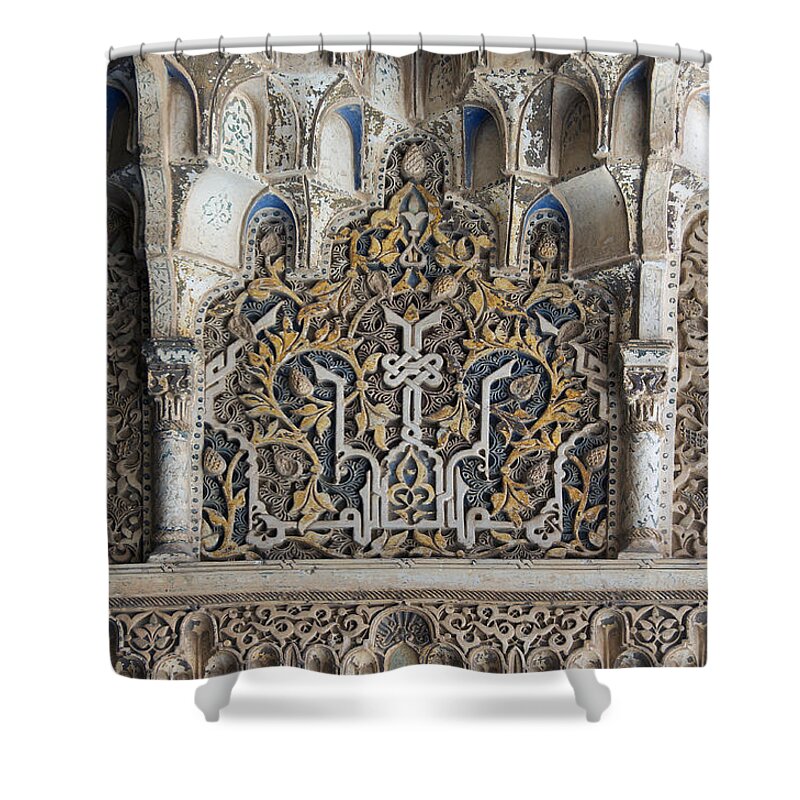 Alhambra Shower Curtain featuring the photograph Ornate Plasterwork by David Kleinsasser