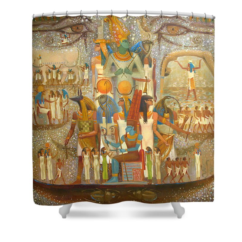 Osiris Shower Curtain featuring the painting Osiris by Valentina Kondrashova