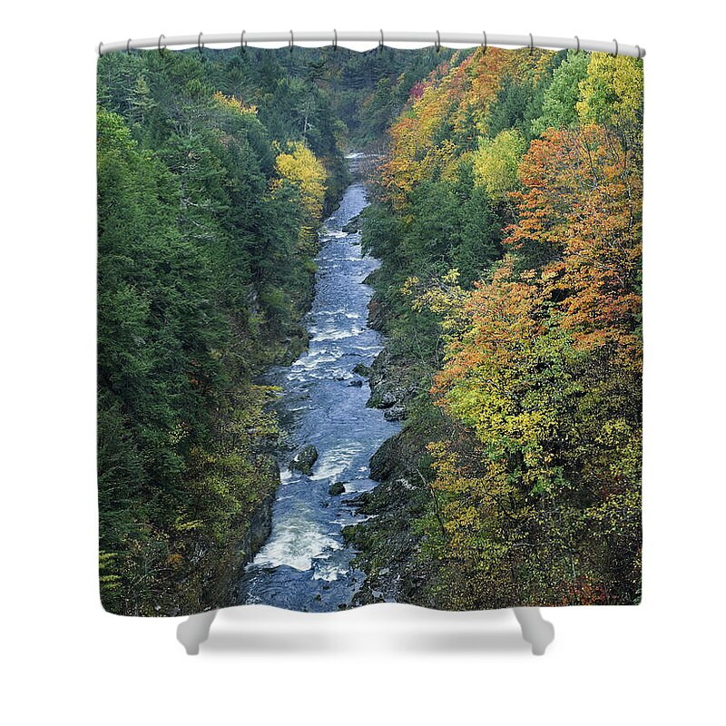 00176923 Shower Curtain featuring the photograph Ottauquechee River And Quechee Gorge by Tim Fitzharris