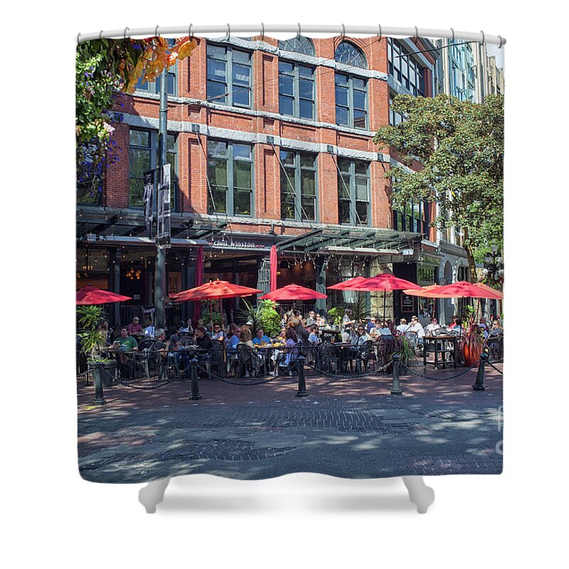 Cafe Shower Curtain featuring the photograph Oudoors restaurant Vancouver by Patricia Hofmeester