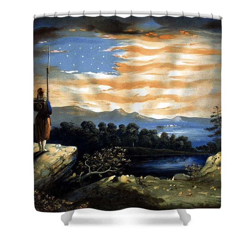 Civil War Shower Curtain featuring the painting Our Heaven Born Banner by War Is Hell Store