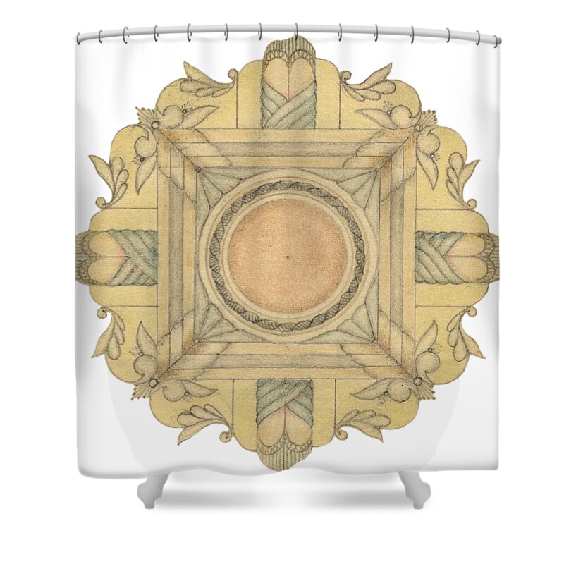 J Shower Curtain featuring the drawing Ouroboros ja114 by Dar Freeland