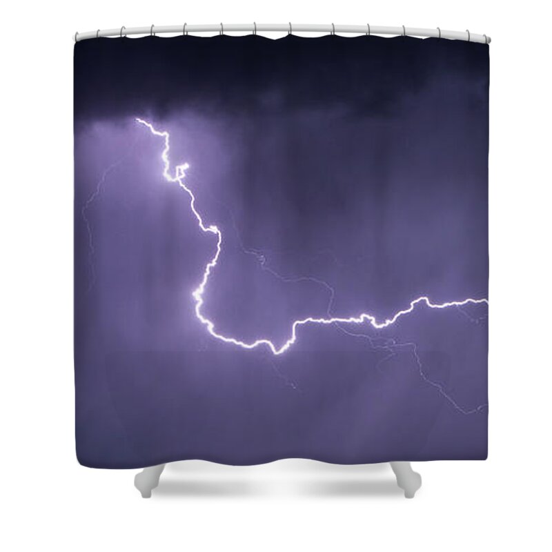 Lightning Shower Curtain featuring the photograph Out of the Darkness by David Millenheft
