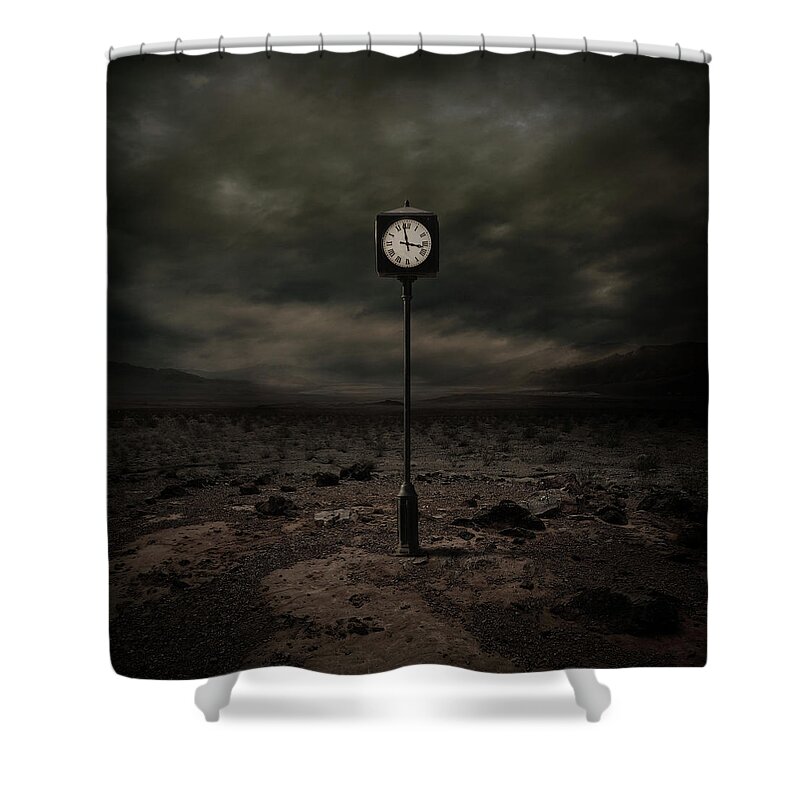 Clock Shower Curtain featuring the digital art Out of Time by Zoltan Toth