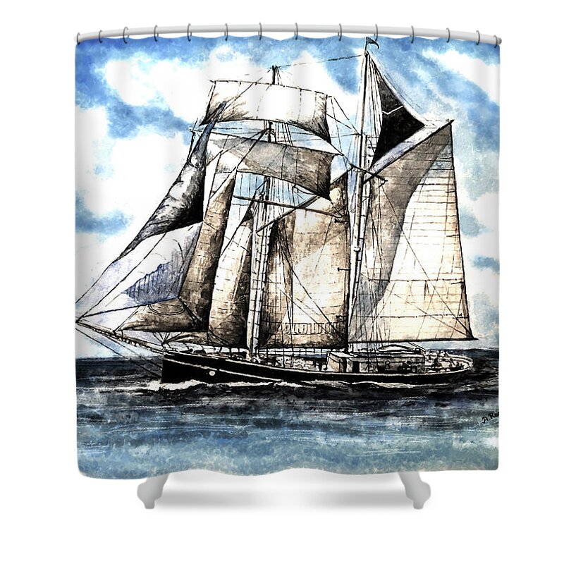 Out To Sea Shower Curtain featuring the painting Out to Sea by Andrew Read