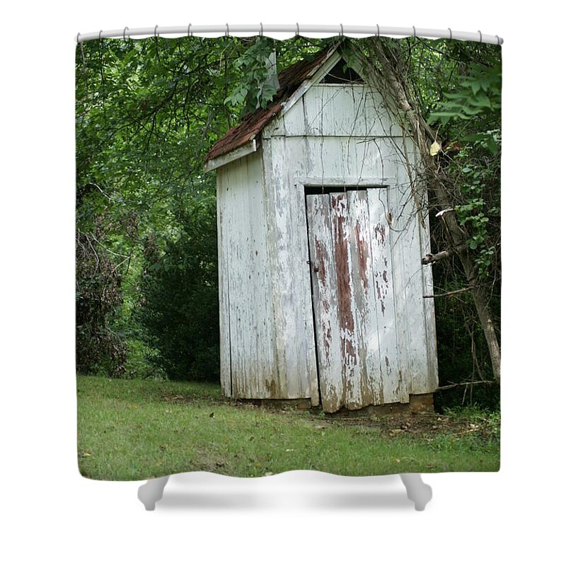 History Shower Curtain featuring the photograph Outhouse by Heidi Poulin