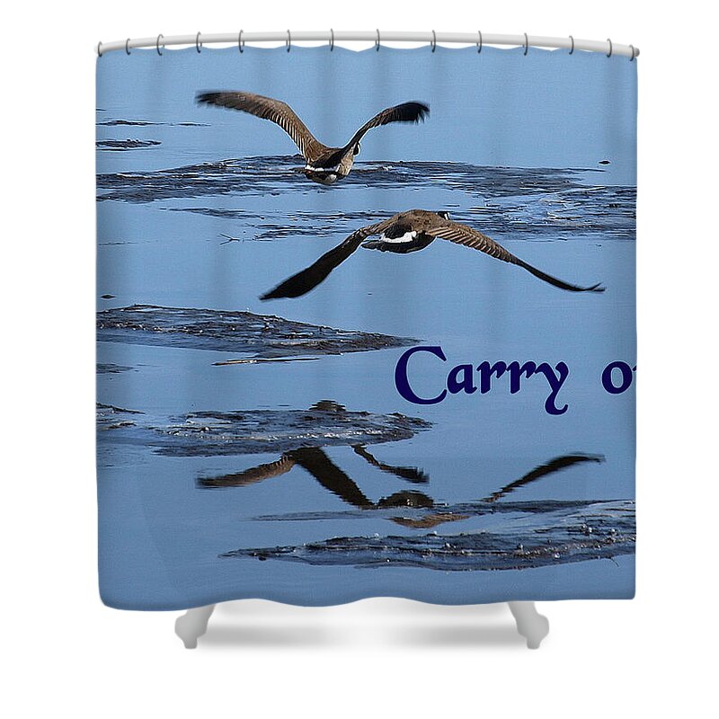 Nature Shower Curtain featuring the photograph Over Icy Waters Carry On by DeeLon Merritt