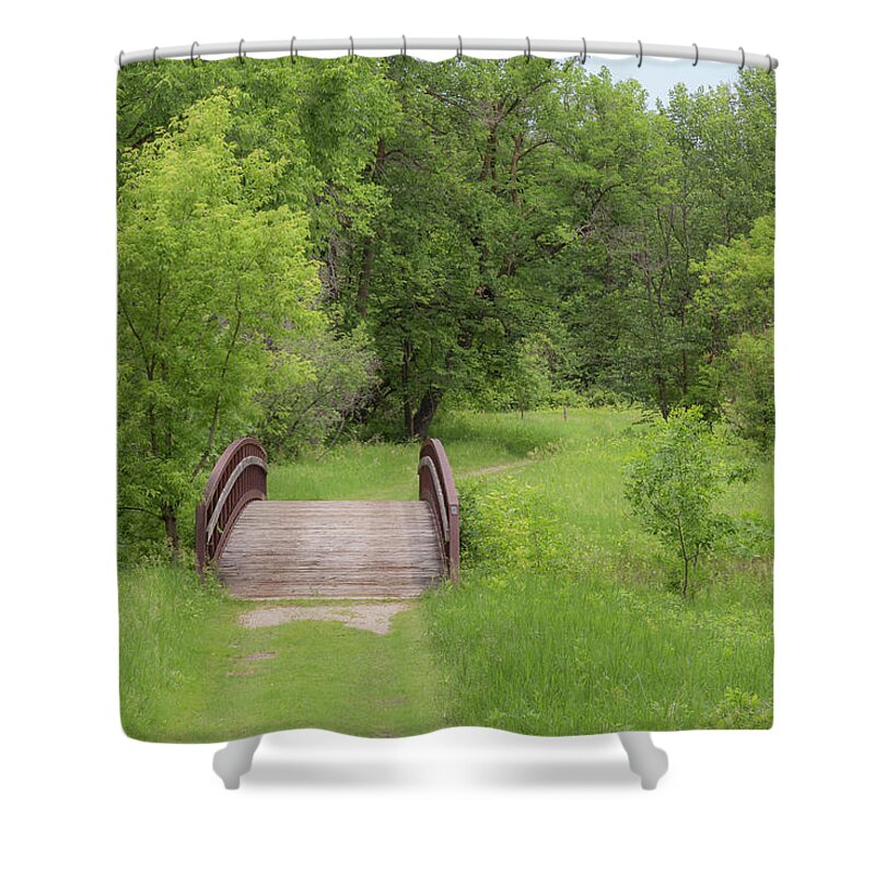 Bridge Shower Curtain featuring the photograph Over the River by Penny Meyers