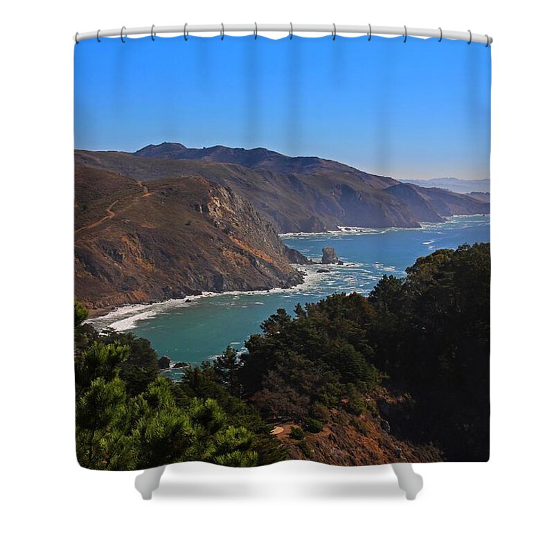Pacific Shower Curtain featuring the photograph Overlooking Marin Headlands by Michiale Schneider
