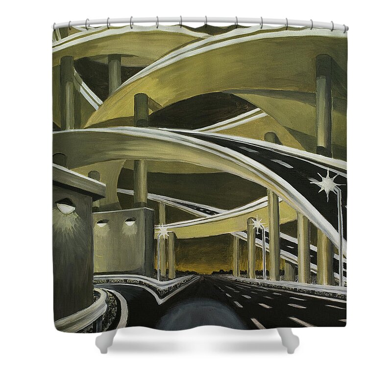 Streets Shower Curtain featuring the painting Overpassed by Tommy Midyette