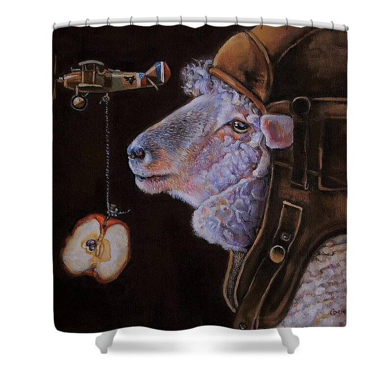Sheep Shower Curtain featuring the painting The Temptation of the Ewe by Jean Cormier