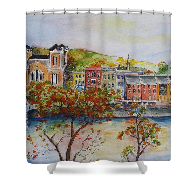  Shower Curtain featuring the painting Owego Ny by Melanie Stanton