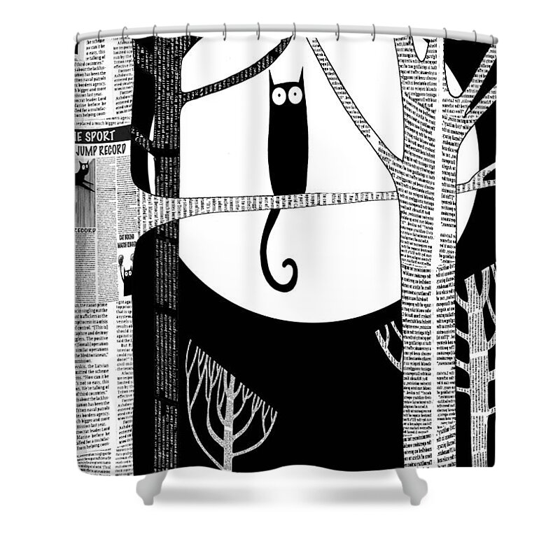 Cat Shower Curtain featuring the digital art Owl Impression by Andrew Hitchen