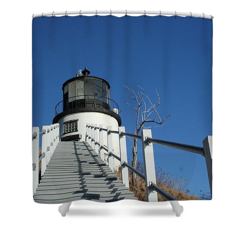 Landscape Shower Curtain featuring the photograph Owls Head Lighthouse Winter by Doug Mills
