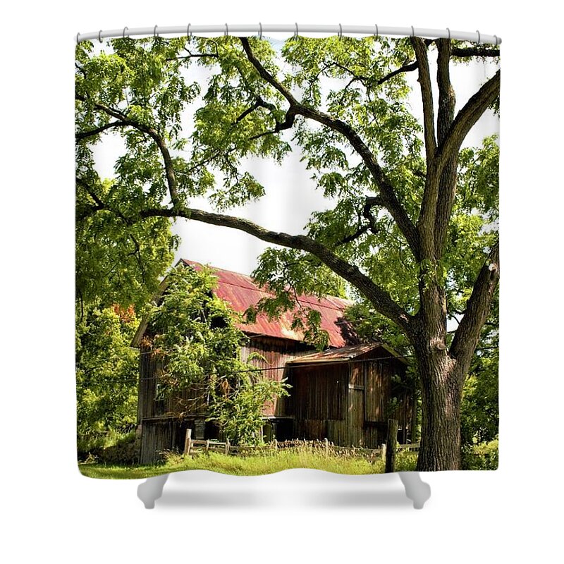 Barn Shower Curtain featuring the photograph 0037 - Oxford Red III by Sheryl L Sutter