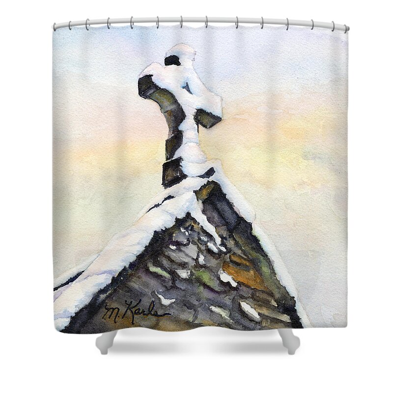 Oxford Shower Curtain featuring the painting Oxford Snow by Marsha Karle