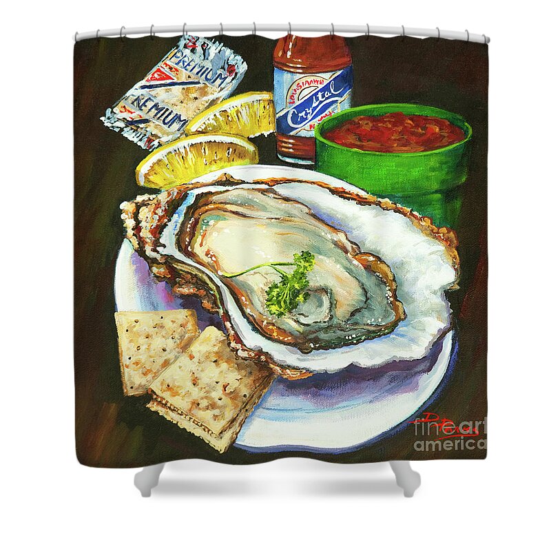  Louisiana Oyster Shower Curtain featuring the painting Oyster and Crystal by Dianne Parks