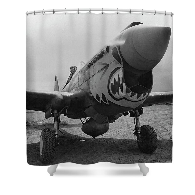 Ww2 Shower Curtain featuring the photograph P-40 Warhawk - Flying Tiger by War Is Hell Store