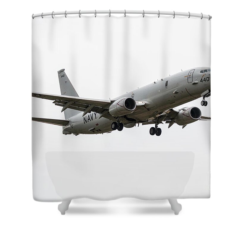 P8 Shower Curtain featuring the digital art P-8 Poseidon by Airpower Art