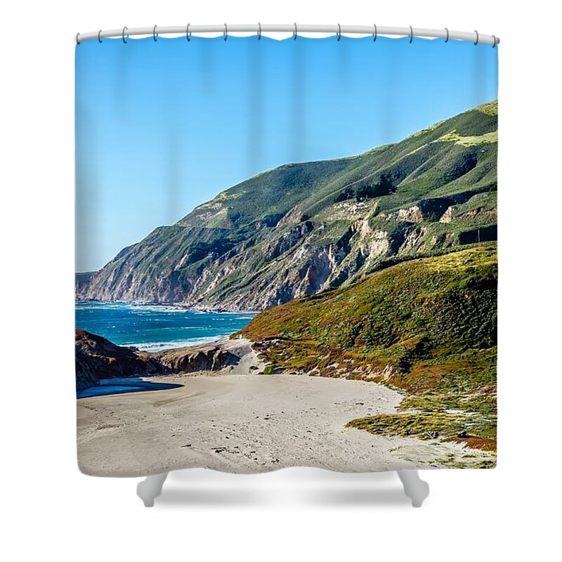 Big Shower Curtain featuring the photograph Pacific Ocean Coastal Scenes Of Beaches Rocks And Cliffs by Alex Grichenko