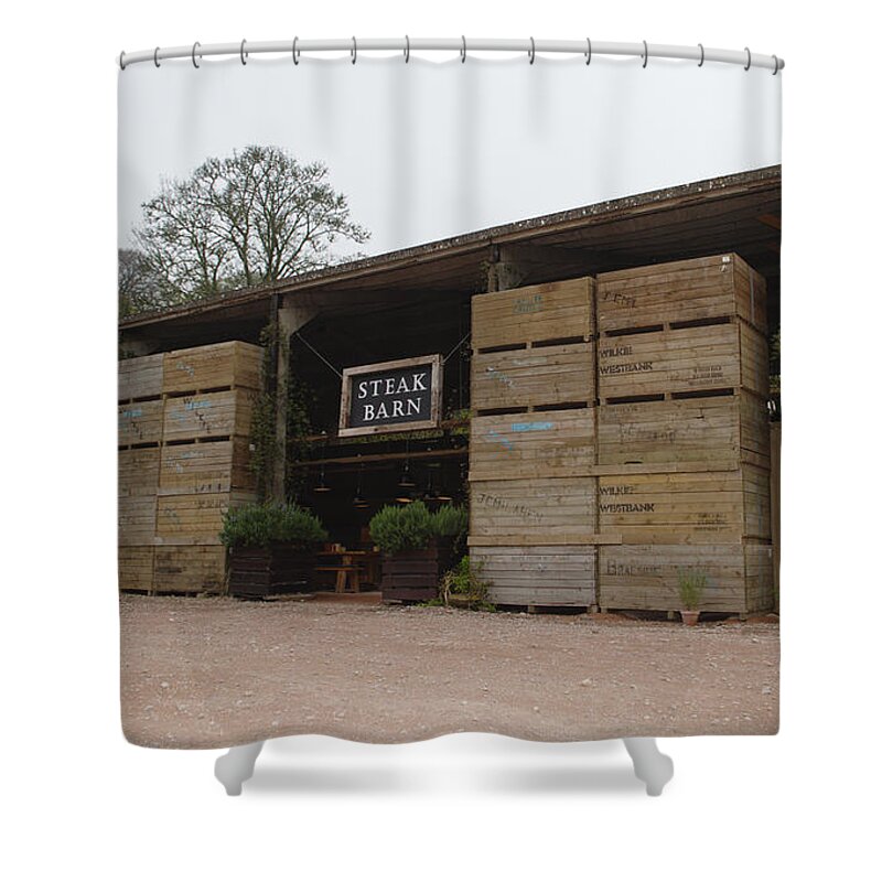 Packing Shower Curtain featuring the photograph Packing Crate Steak Barn by Adrian Wale