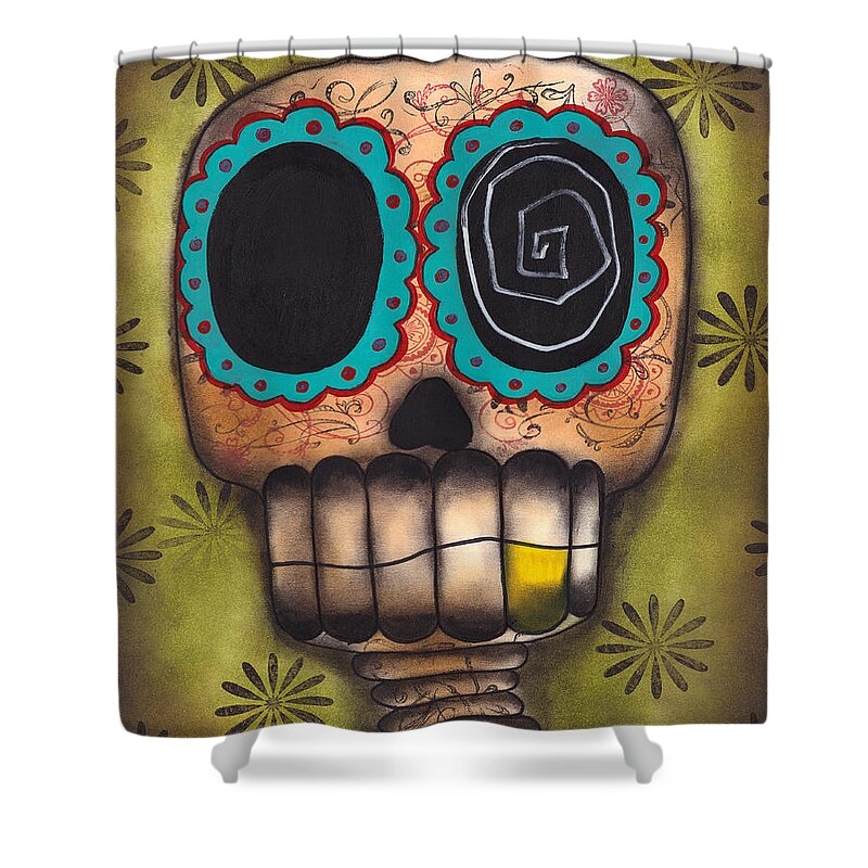 Day Of The Dead Shower Curtain featuring the painting Paco el Feliz by Abril Andrade