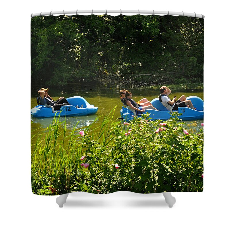 Paddleboat Shower Curtain featuring the photograph Paddle Boats in Prospect Park Brooklyn by Diane Lent