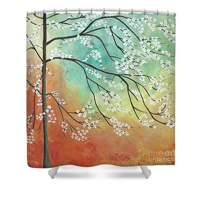 Pagoda Dogwood Blossom Shower Curtain featuring the painting Flowering Dogwood Blossom Joy by Barbara McMahon