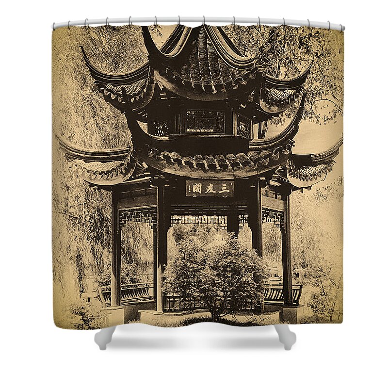  Shower Curtain featuring the photograph Pagoda Structure by Joseph Hollingsworth