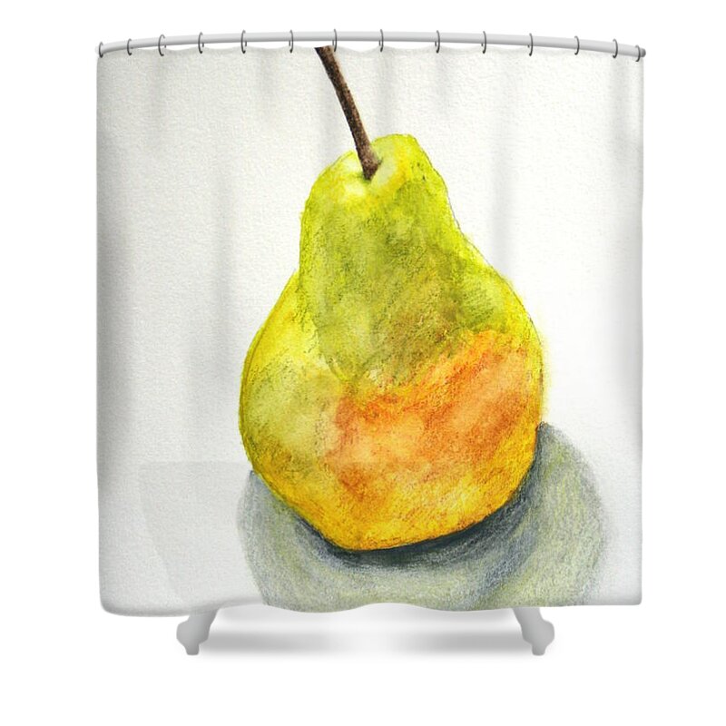 Pear Shower Curtain featuring the painting Paint Before Eating by Marna Edwards Flavell