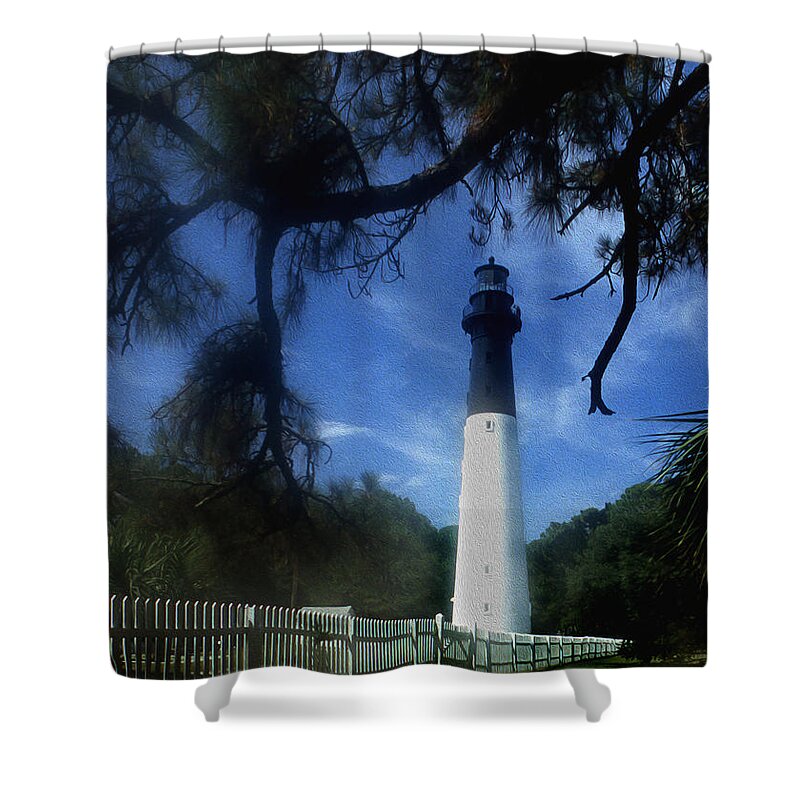 Lighthouses Shower Curtain featuring the photograph Painted Hunting Island Lighthouse by Skip Willits