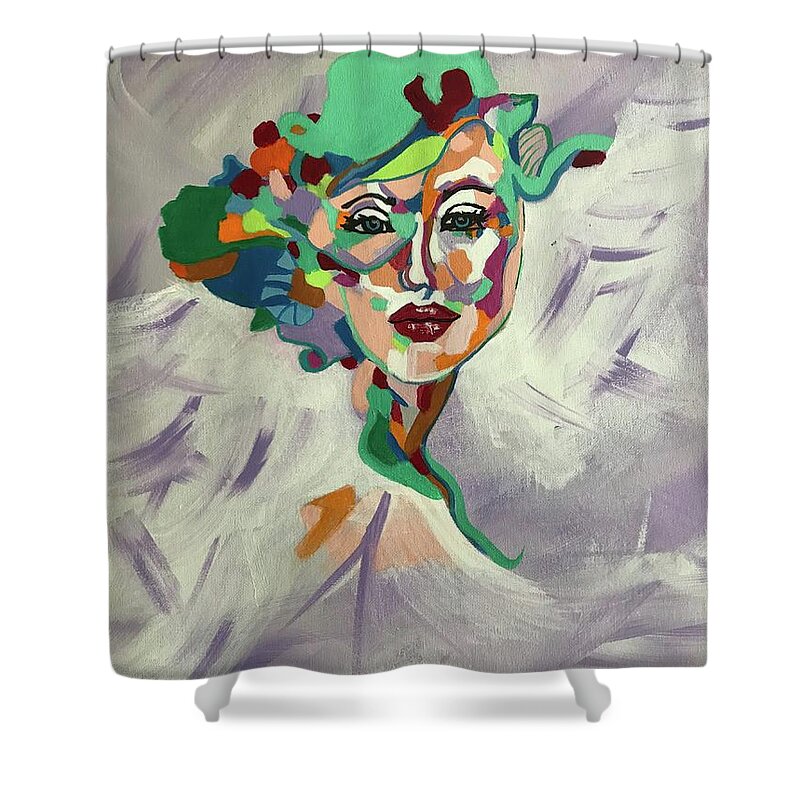 Original Art Work Shower Curtain featuring the painting Painted Lady #2 by Theresa Honeycheck