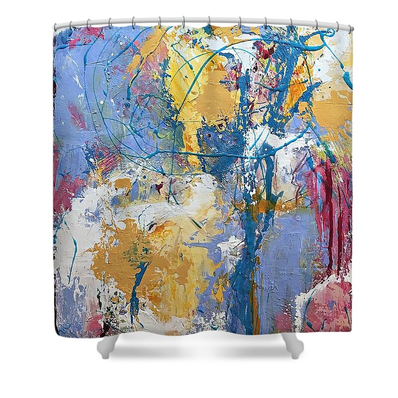 Abstract Art Shower Curtain featuring the painting Painted Sky by Mary Mirabal