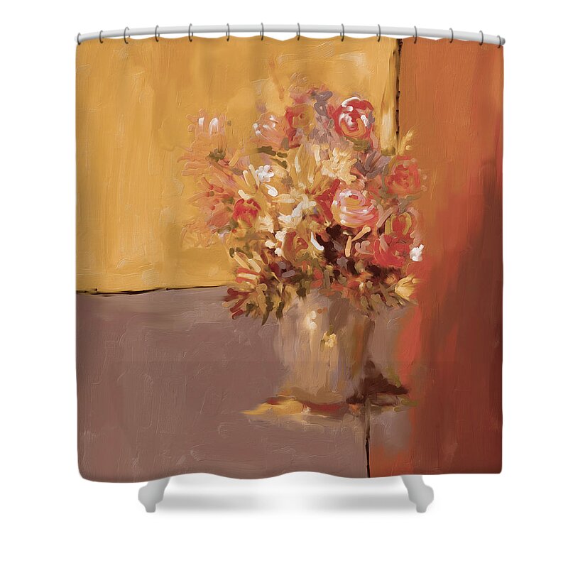 Nature Shower Curtain featuring the painting Painting 394 2 Flower Vase by Mawra Tahreem