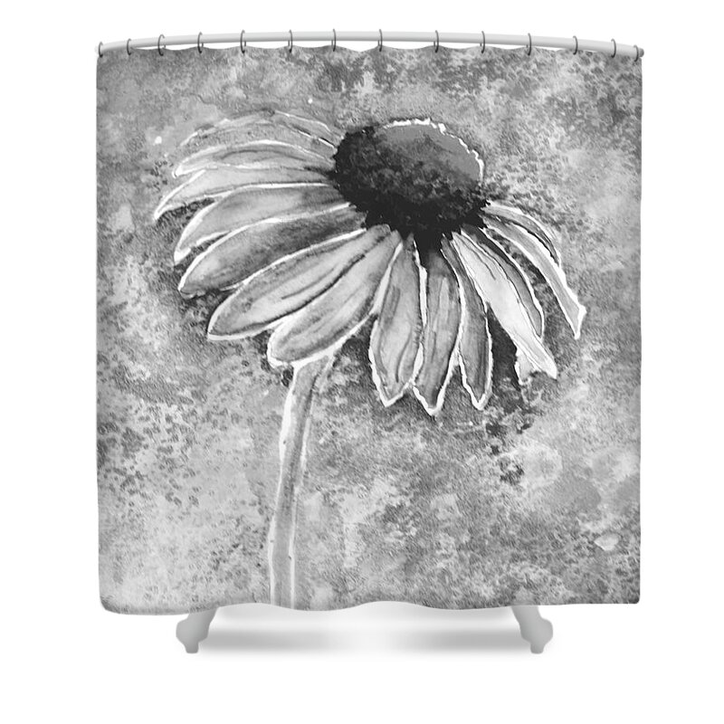 Abstract Shower Curtain featuring the painting Painting Cone Flower 8615E by Mas Art Studio