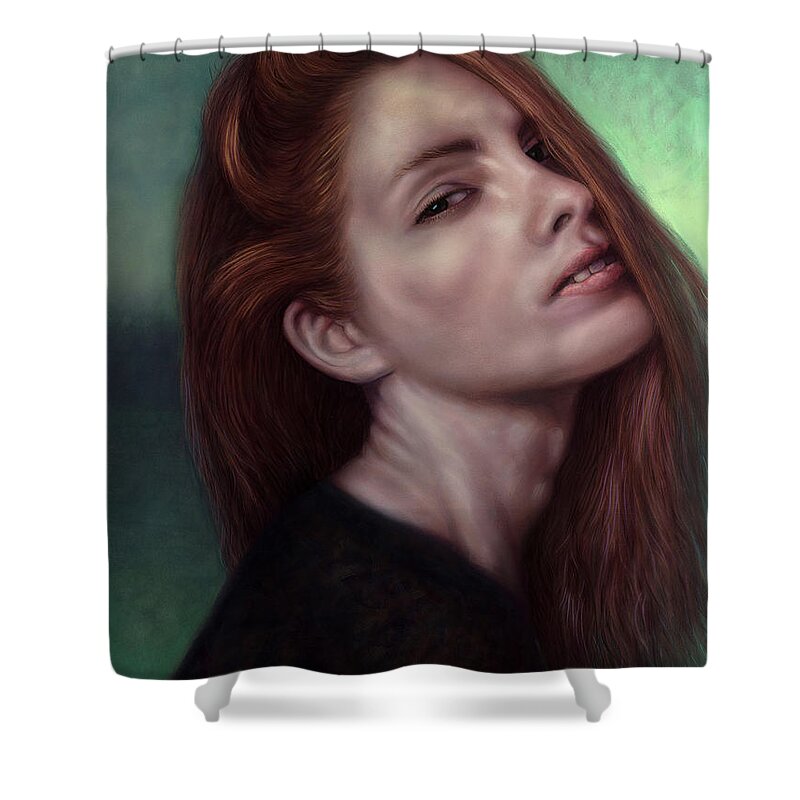 Woman Shower Curtain featuring the painting Painting of a Woman I will never know by James W Johnson