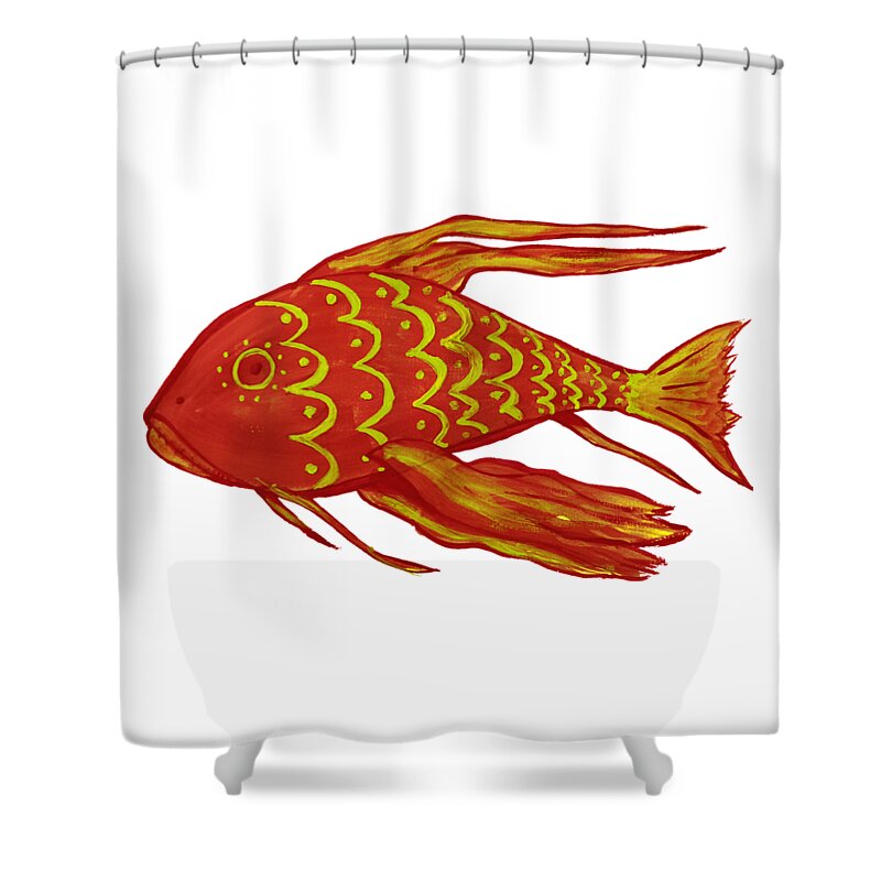 Painting Shower Curtain featuring the digital art Painting Red Fish by Piotr Dulski