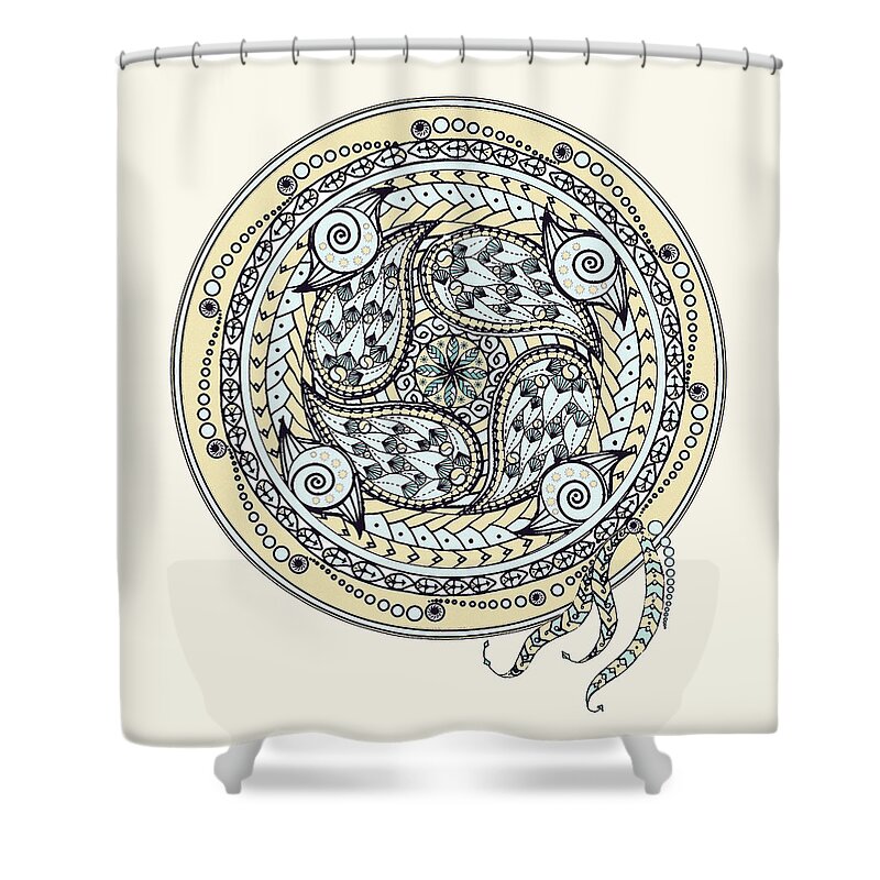 Mandala Shower Curtain featuring the digital art Paisley Balance Mandala by Deborah Smith