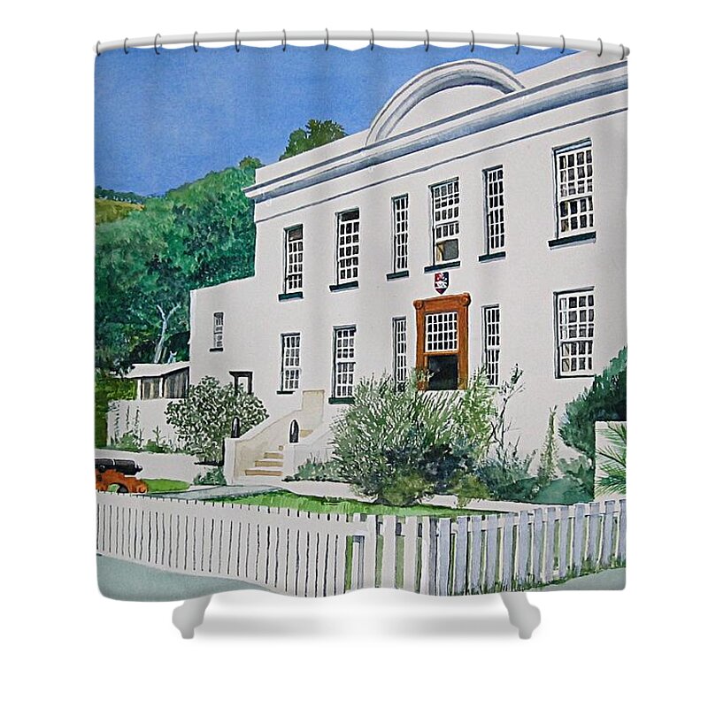 Simon's Town Shower Curtain featuring the painting Palace Barracks by Tim Johnson