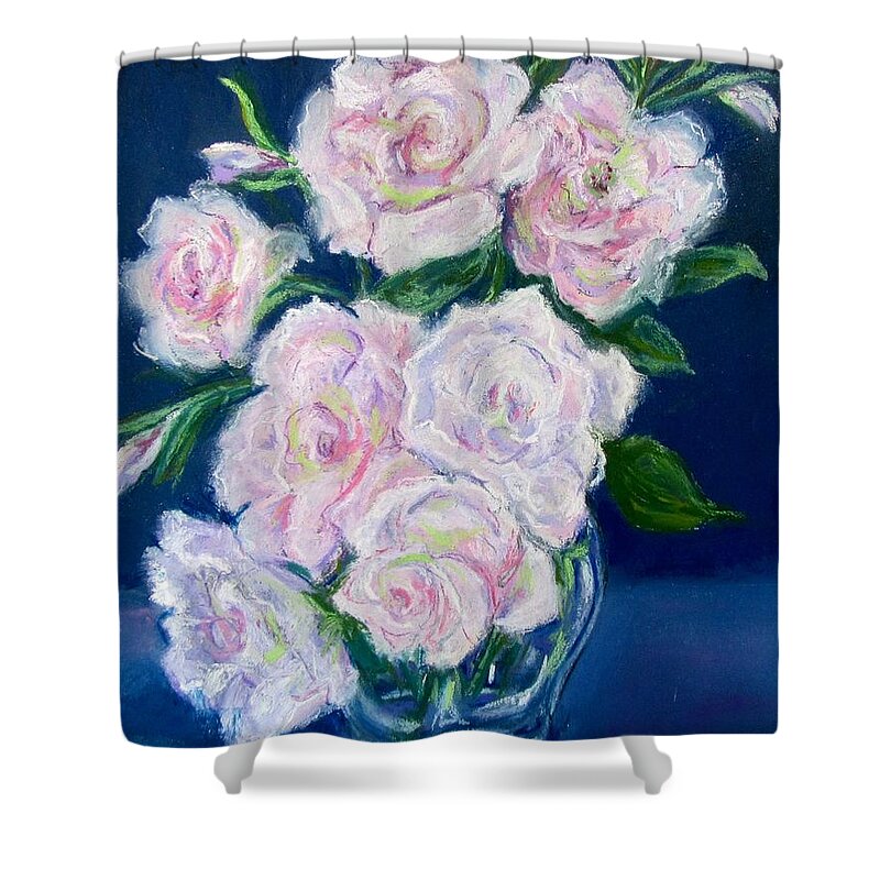 Flowers Shower Curtain featuring the pastel Pale PInk Seduction Roses by Barbara O'Toole