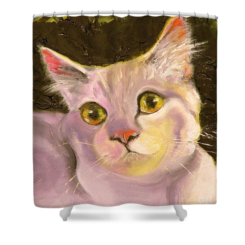 Cat Shower Curtain featuring the painting Best Friend by Susan A Becker