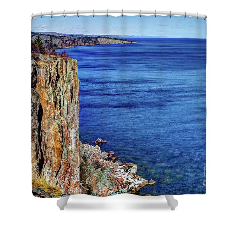 Lake Superior Shower Curtain featuring the photograph Palisade Head Tettegouche State Park North Shore Lake Superior MN by Wayne Moran