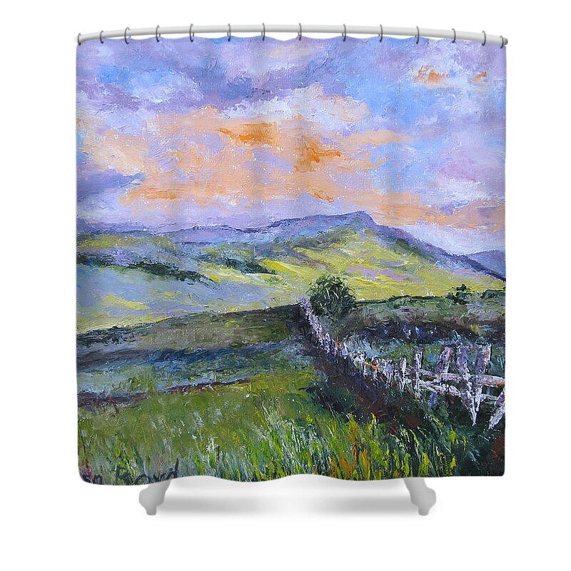 Pallet Knife Shower Curtain featuring the painting Pallet Knife Sunset by Lisa Boyd
