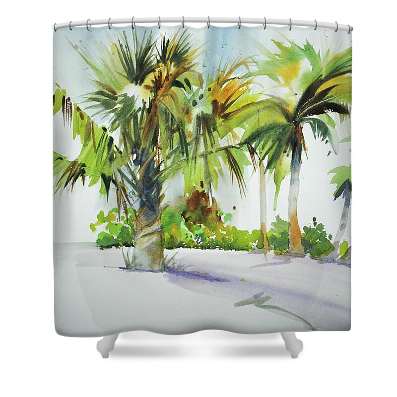 Shorescape Paintings Shower Curtain featuring the painting Palm Sunday by P Anthony Visco