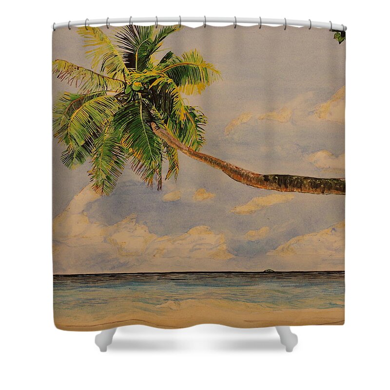 Palm Tree Shower Curtain featuring the painting Palm Tree by Michelle Miron-Rebbe